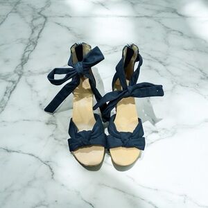UGG Navy Bow Tie Wedge Sandals
